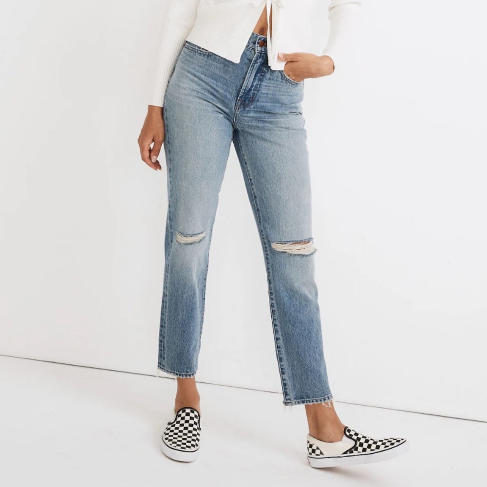 Madewell The Perfect Vintage Jean in Phillips Wash Knee Rips Edition
